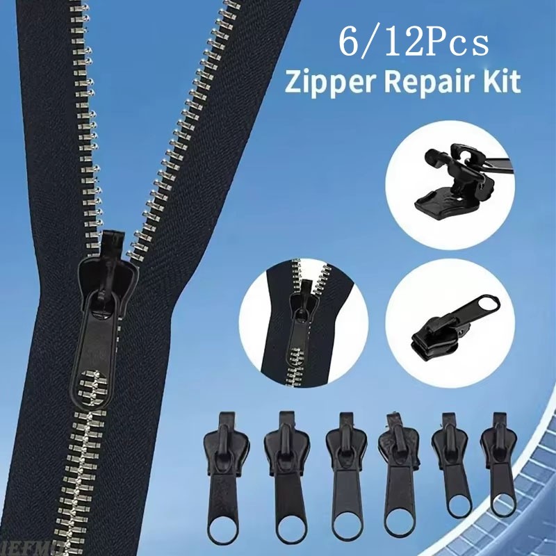 6/12 ชิ้นโลหะซิปดึงเปลี่ยน 3 ขนาด Universal Instant Slider ที่ถอดออกได้สําหรับ Clot