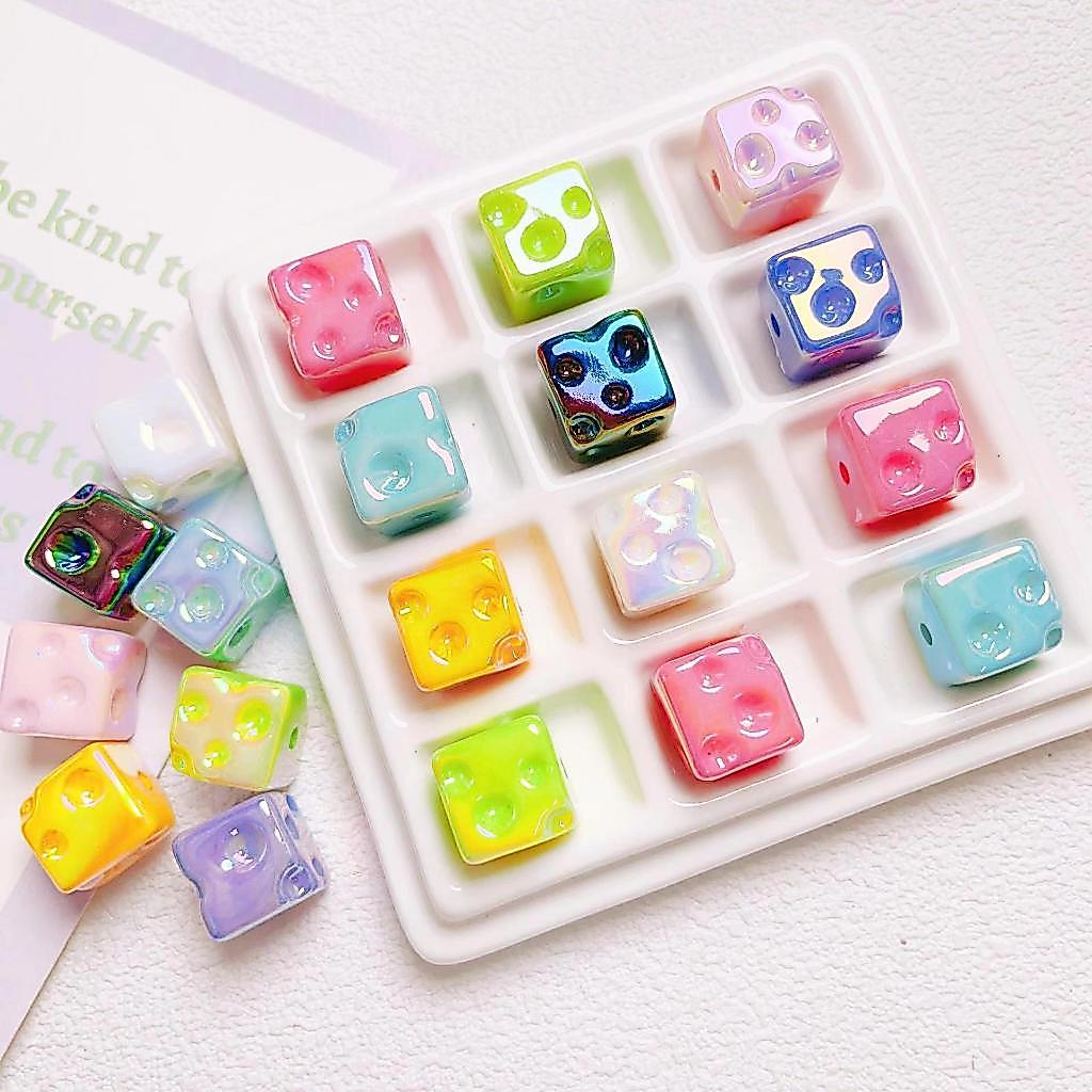 ลูกปัด ทรงชีส ลูกปัดก้อนชีส ชีสเรืองแสง ขนาด15x15mm อุปกรณ์เสริมงานฝีมือ งาน DIY