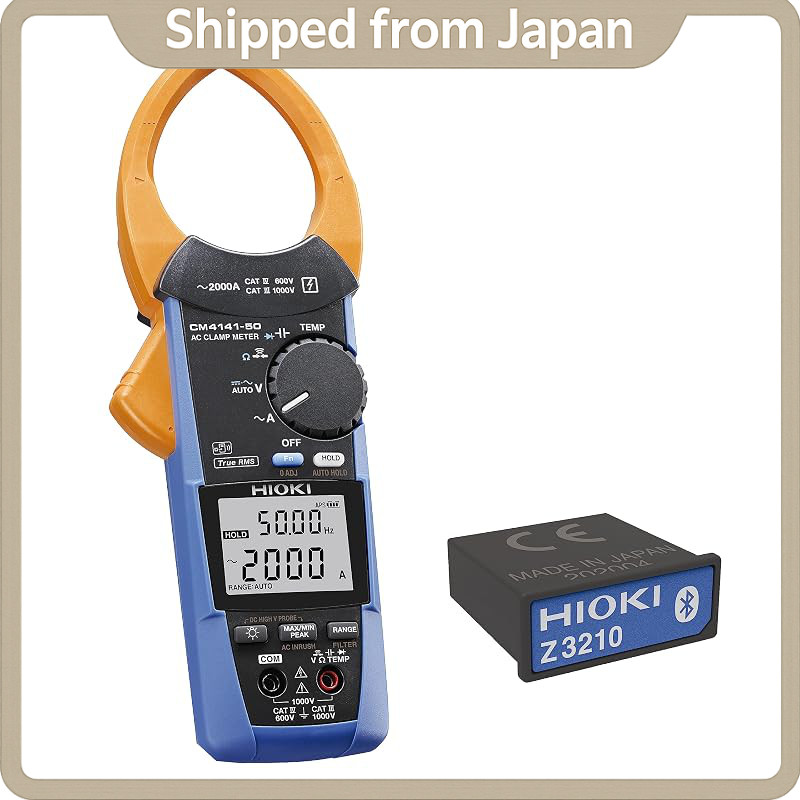 HIOKI CM4141-90 AC Clamp Meter + Wireless Adapter Z3210 Set 2000A True RMS AC/DC Voltage Waterproof 