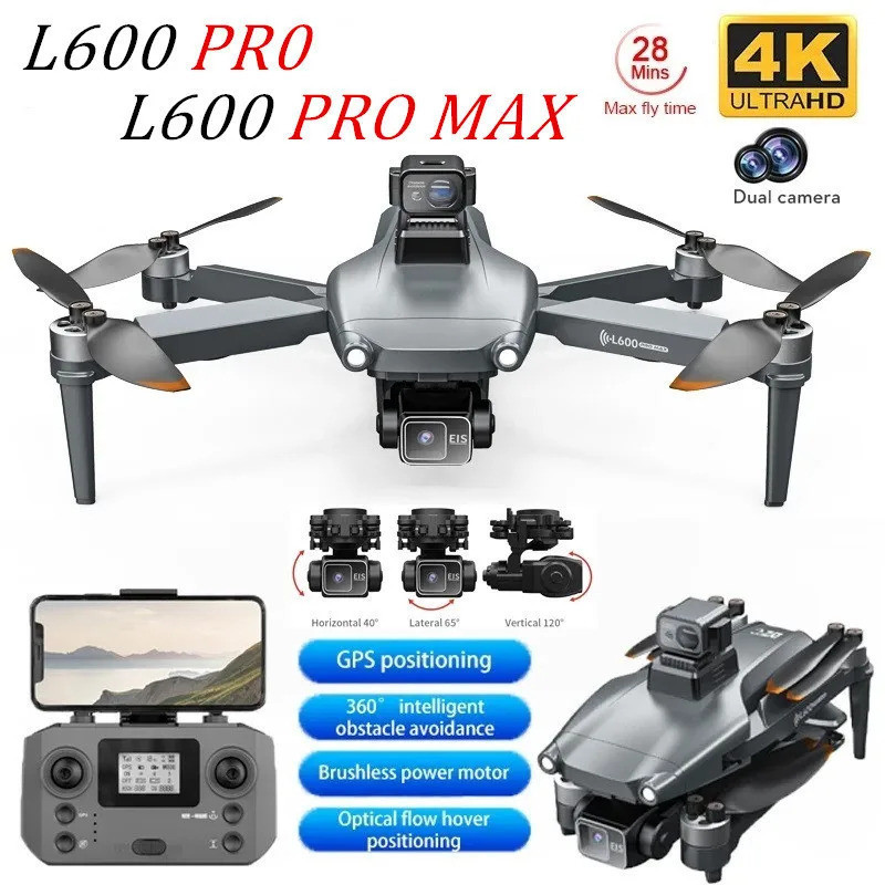L600 PRO/L600 PRO MAX GPS Drone 4K Professional HD กล้อง 3 แกน Gimbal 5G FPV Brushless อุปกรณ์เสริมห