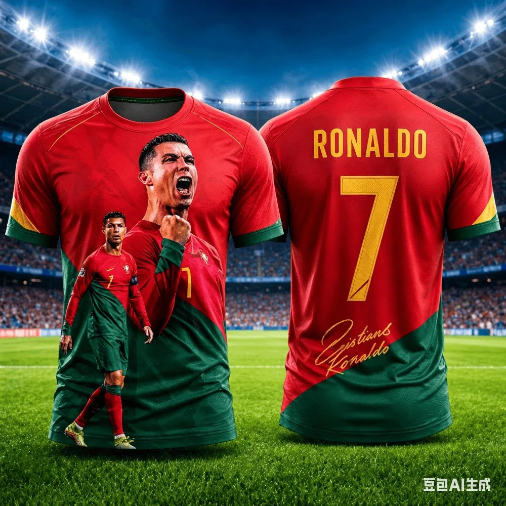 โปรตุเกสRonaldo No.7 Multi Portraitแปรงจังหวะเสื้อฟุตบอล 3Dทั้งหมดพิมพ์Breathable Streetwear UnisexกีฬาTเสื้อ