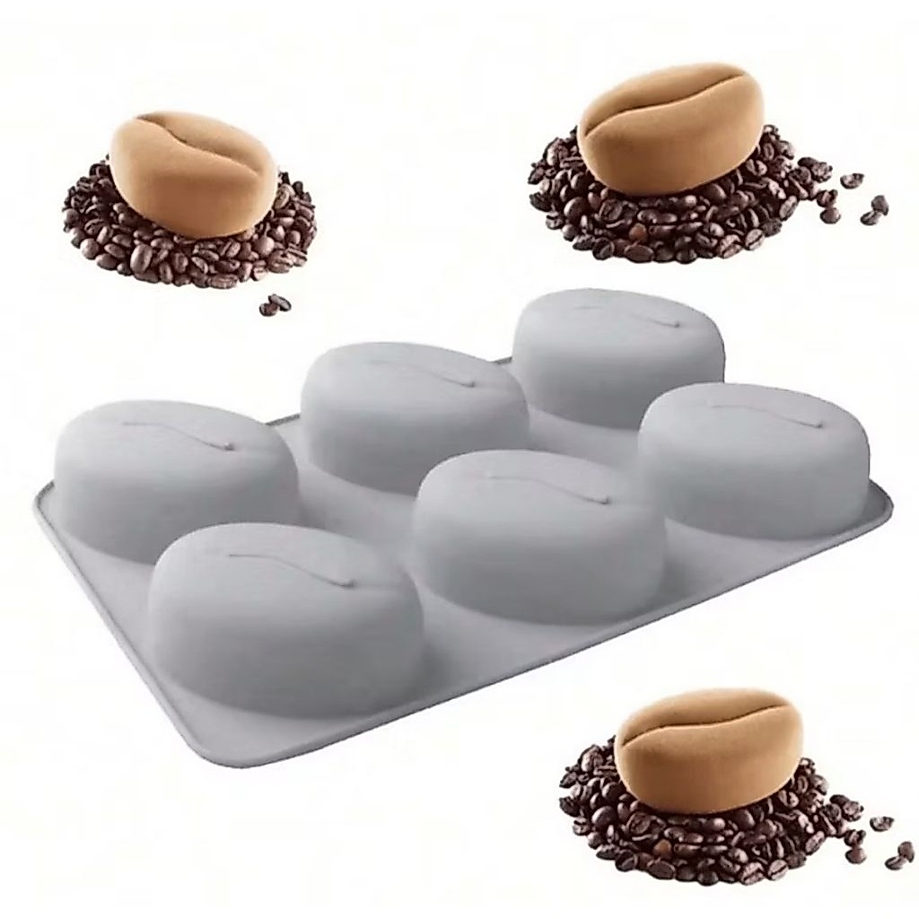 แม่พิมพ์เมล็ดกาแฟ 50 กรัม พิมพ์ 6 ช่อง ซิลิโคนฟู้ดเกรด