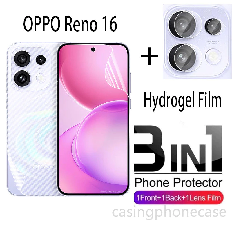 3in1 ด้านหน้าHydrogelฟิล์มด้านหลังสําหรับOPPO Reno 16 16Pro 16F Pro F5G 2026 เลนส์นุ่มกล้องเลนส์ป้องกันหน้าจอTPU High Clearโปร่งใสคลุมทั้งหมดHD Ultra Sli