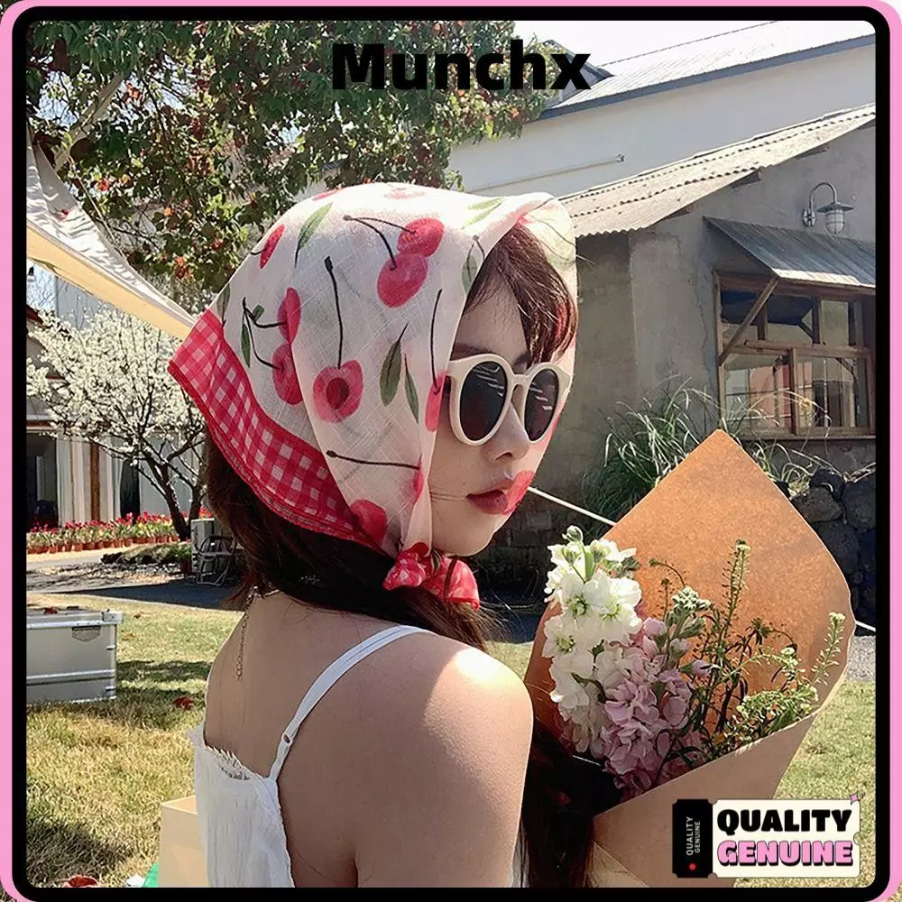 MUNCHX Headscarf, French Pastoral Style INS Style Headband Towel, Breathable Flower Printing Sun Protection Headband Girls