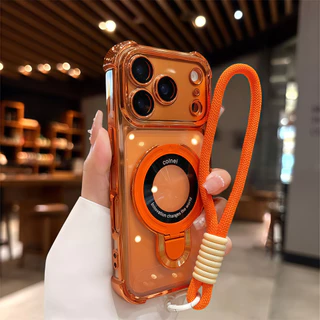 โลหะน้ําหนักเบาวงเล็บแม่เหล็กสร้อยข้อมือเคสโทรศัพท์สําหรับ ไอโฟน 17 มือโปร สูงสุด 16 13 14 15 มือโปร สูงสุด ปลอกกับกล้องเต็มป้องกันกันกระแทกปกฮาร์ดกรณีโทรศัพท