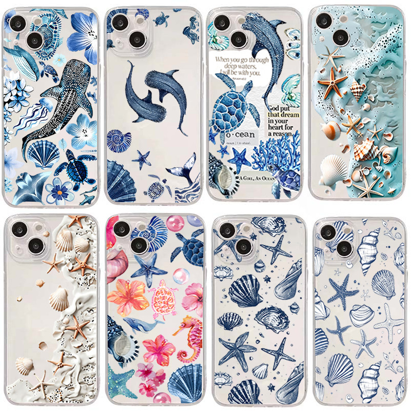 SAMSUNG Ocean Elements Whaleปลาดาวเคสโทรศัพท์สําหรับSamsung Galaxy A16 A54 A52 A72 A33 A7 2018 หมายเ