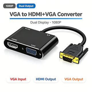 VGA เป็น HDMI อะแดปเตอร์แยก และ VGA พร้อมเสียง 3.5 มม. รองรับจอแสดงผลคู่
