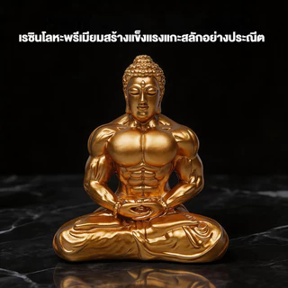 🇹🇭ส่งจากไทย🇹🇭 ชุบทองเรซิ่นกล้ามเนื้อพระพุทธรูปประติมากรรมเซนนั่งรูปปั้นตกแต่งบ้านและสํานักงานสก์ท็อป