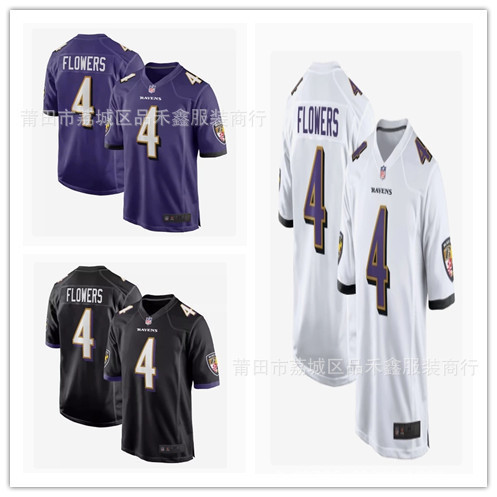 จัดส่งในวันเดียวกัน Baltimore Baltimore Ravens Rugby Jersey No. ชุดกีฬาเจอร์ซีย์ 4 ชุด Zay Flowers