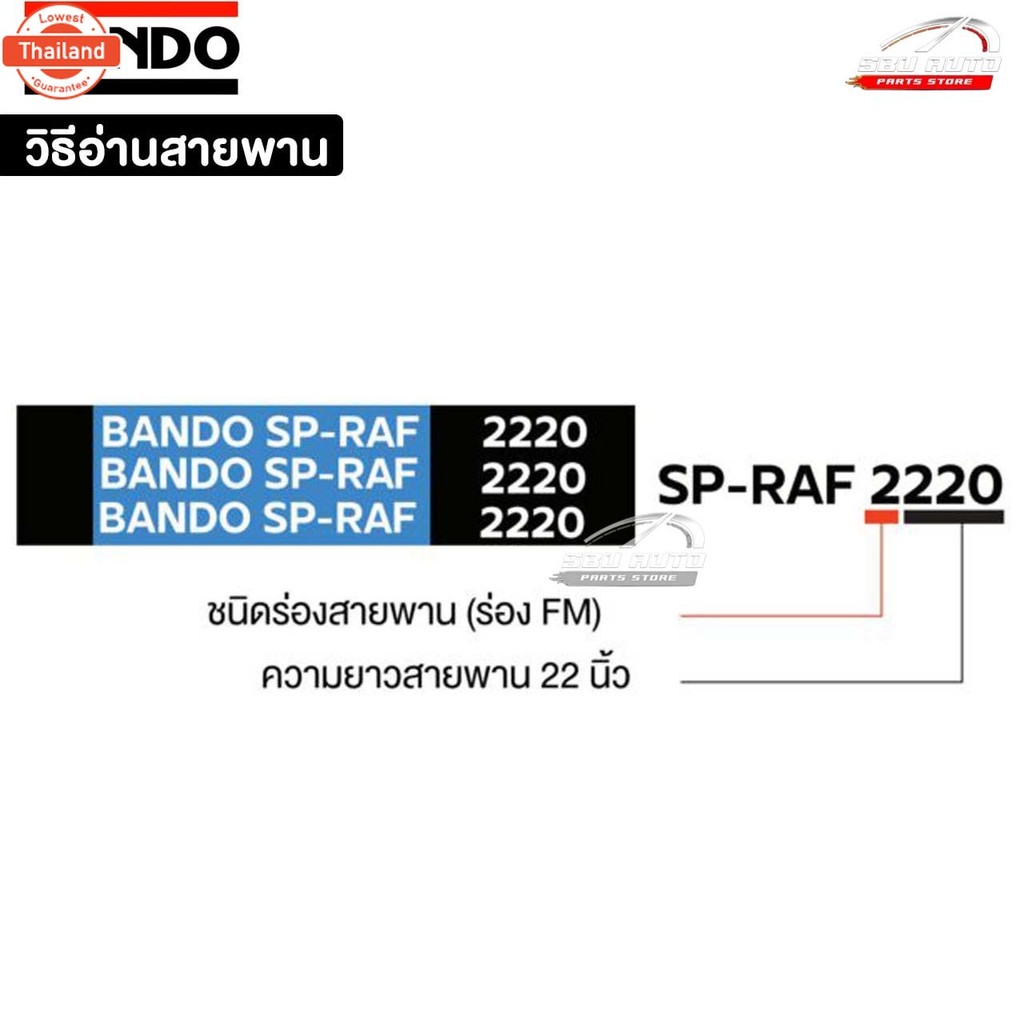 สายพาน ร่องเรีย BANDO SP-RAF 12.5 580-600 สายพานหน้าเครื่อง แนโด