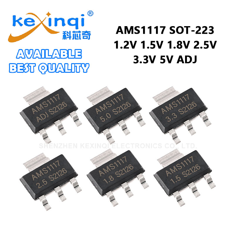 (10-50 ชิ้น) AMS1117 SOT-223 1.2V 1.5V 1.8V 2.5V 3.3V 5V ADJ Linear เครื่องปรับแรงดันไฟฟ้า