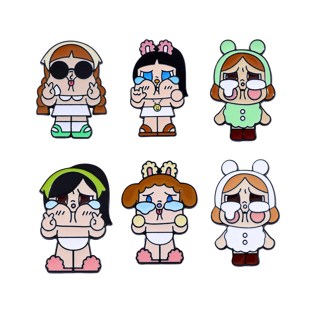 6 ชิ้น/เซ็ตน่ารักการ์ตูน Crybaby ป้ายโลหะโลหะผสมน้ํามันหยดเข็มกลัด Crybaby อุปกรณ์เสริมตกแต่ง Pin