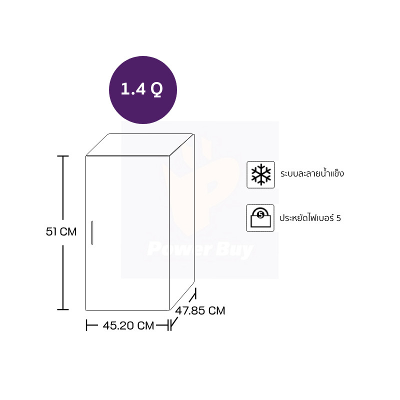 HAIER ตู้เย็น 1 ประตู 1.4 คิว (สีดำ) รุ่น HR-SD55 รูปที่ 2