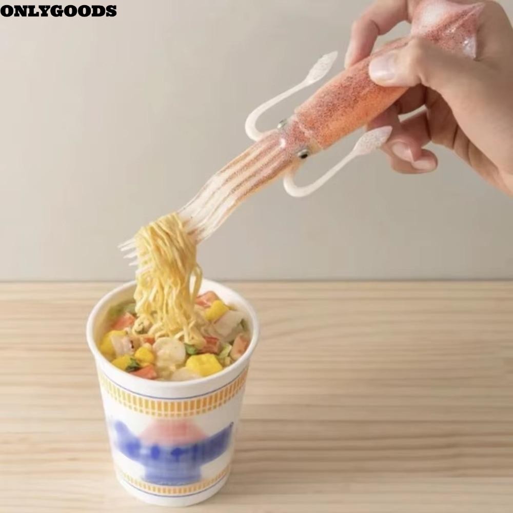 เฉพาะGOODS Octopus Noodle Fork, Squid-Shaped Heat-Resistant Food Picks, Funny Portable 3-in-1 Cookin