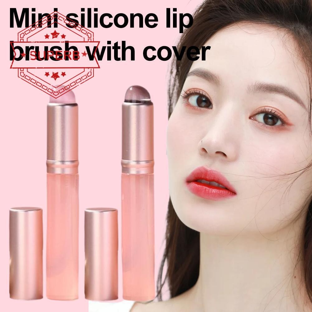 Mini Silicone Lip Brush คอนซีลเลอร์ Brushe พร้อมฝาปิด Lip Mask Applicators Lip Gloss Brush Q0n8