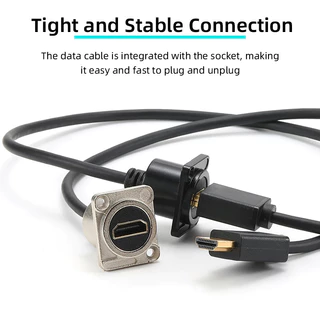 AVSSZ 0.5-2m โลหะ HDMI2.0 Data Extension Cable Connector Female to Male Flush Mount Adapter Socket Wires, for Car Truck Moto Industry