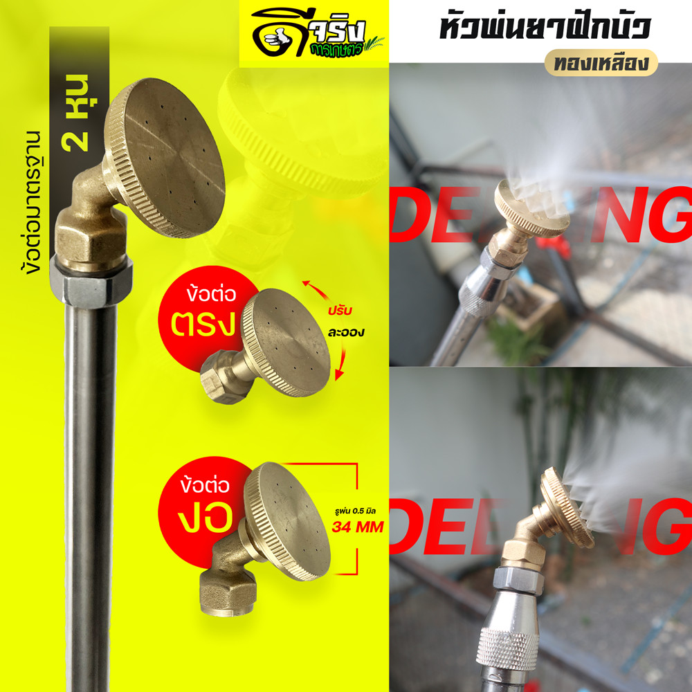 หัวพ่นยา แบบฝักบัวทองเหลืองแท้ เกลียวมาตราฐาน2หุน ต่อก้านพ่นยาทั่วไป ฉีดพ่นละอองได้ดี Byดีจริงการเกษตร