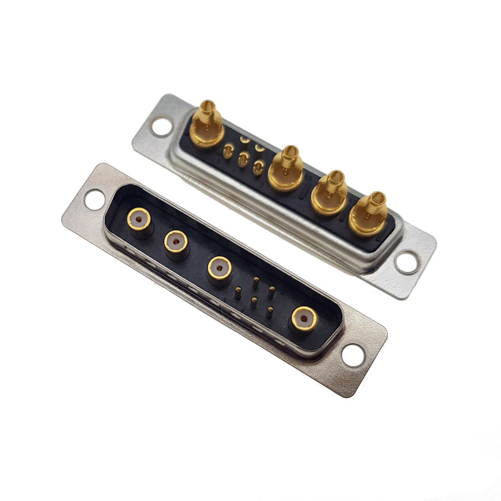 โรงงานขายตรง Coaxial 9W4 ชายหัว Solid Core เข็ม Gold-Plated D-Type Connector RF ผสมลวดเชื่อมประเภท 9