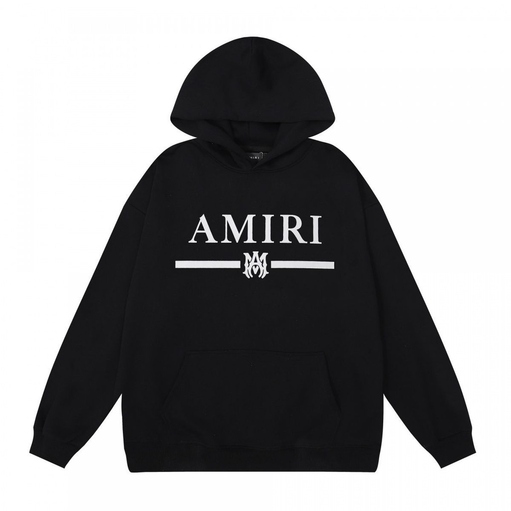 AMIRI Minimalist พรินต์โลโก้ เสื้อลาก้านมีฮู้ด สำหรับทั้งผู้ชายและผู้หญิง