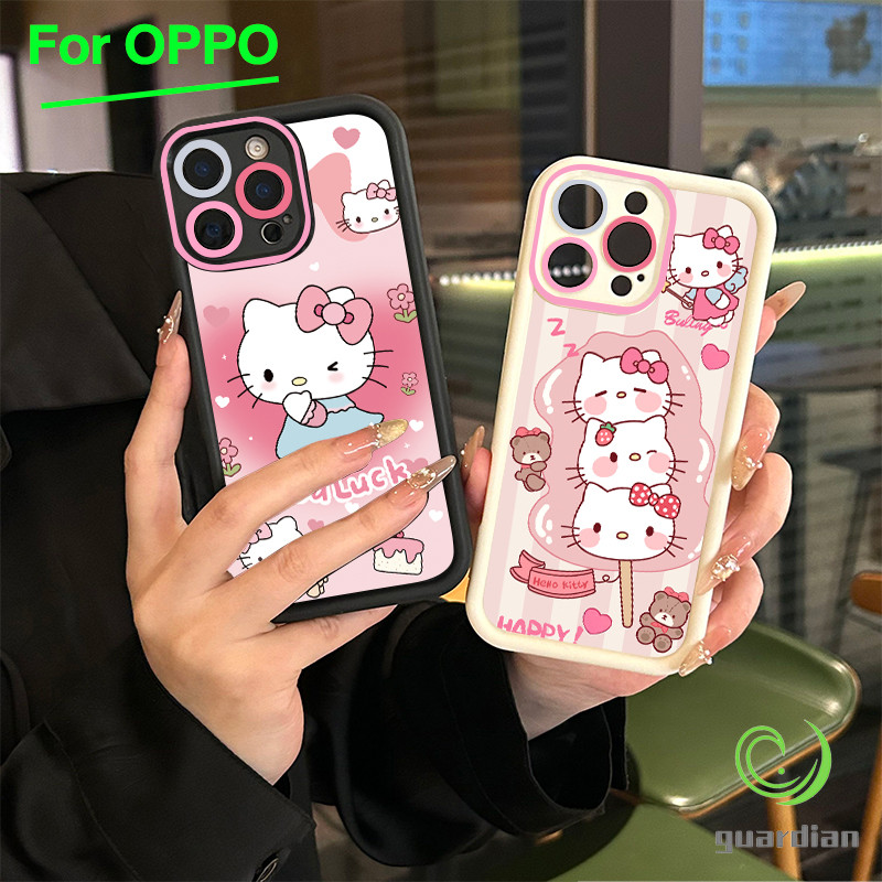 For เคสโทรศัพท์ OPPO กรอบเลนส์สีชมพู ลูกแมวนำโชค A3 A3X A60 5G A9 A18 A38 A15 A15s A60 A35 A17 A17K A79 5G OPPO