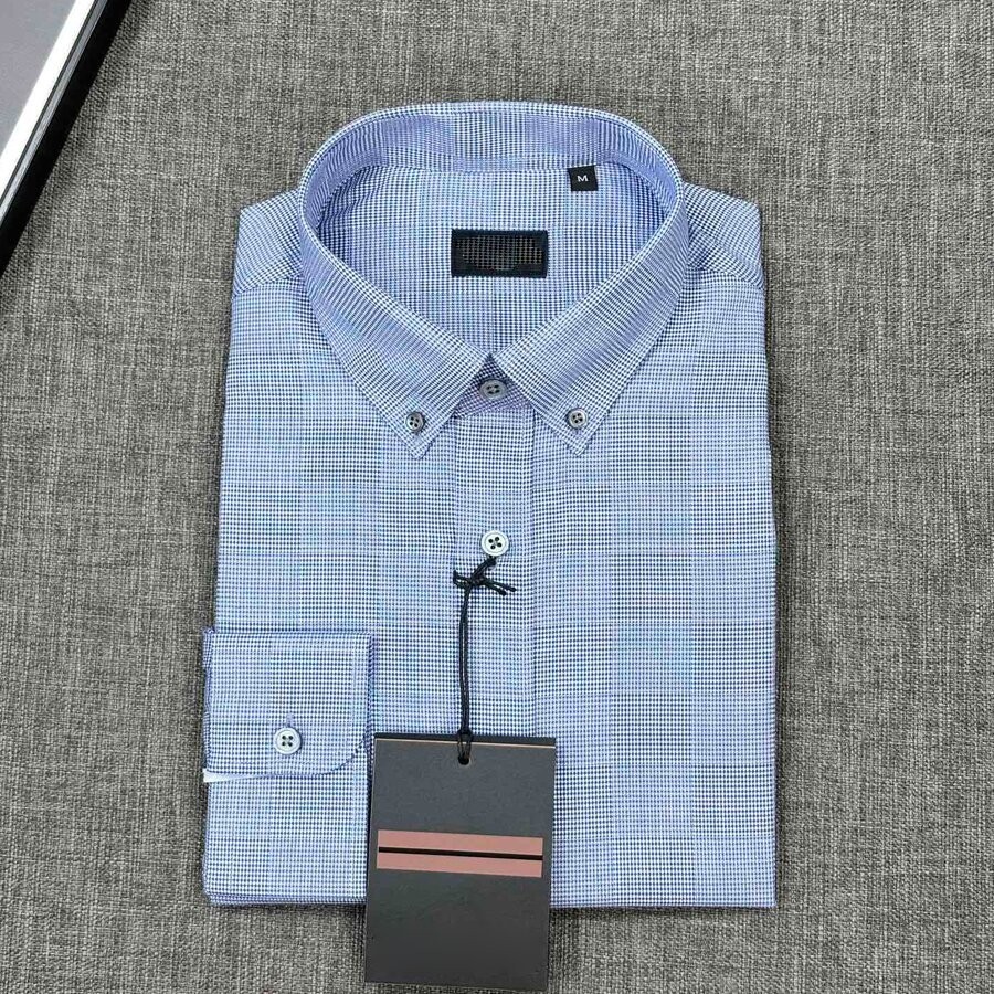 IAA4 Zegna Spring New Men's Long Sleeve Shirt Business Casual Fashion Blue Plaid Shirt