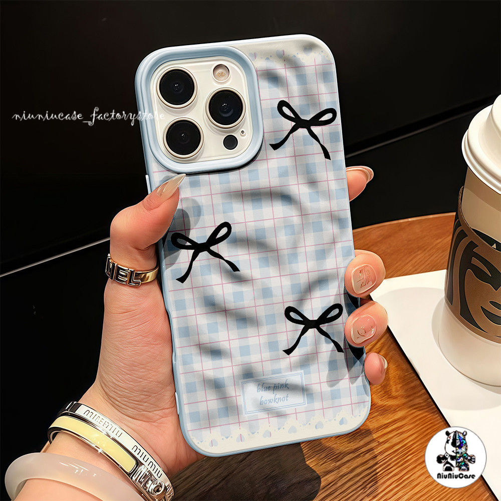 For iPhone 16 15 14 13 12 11 Pro Max X XR XS Max 16 15 14 7 8 Plus เคส เคสไอโฟน13 โบว์ลายตาราง เคสไอโฟนสวยๆ Soft Case ราคา ถูกที่สุด ดีลบีเคเค แกลเลอรีภาพที่ 8