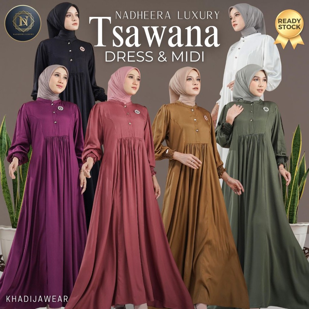 TSAWANA DRESS MIDI NADEHEERA LUXURY ใหม่ล่าสุด PLAIN RAYON PREMIUM SAWANA sp