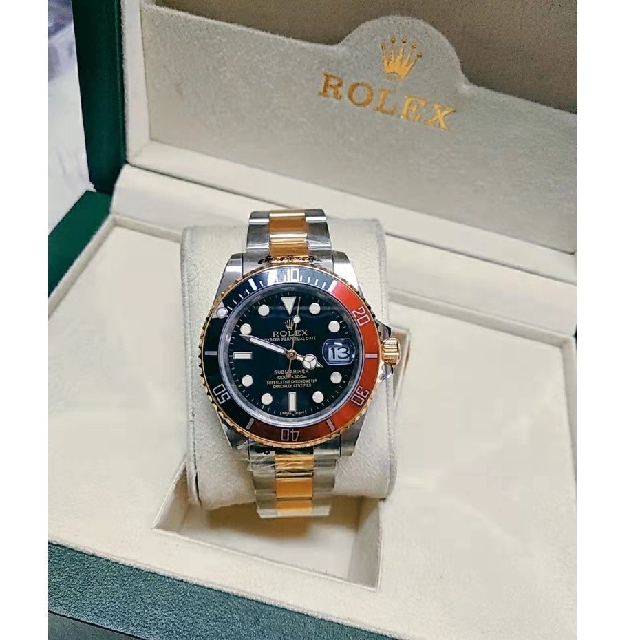 ROLEX นาฬิกา Submariner หน้าปัด Pepsi blaze นาฬิกา Rolex เรืองแสง กันกระแทก