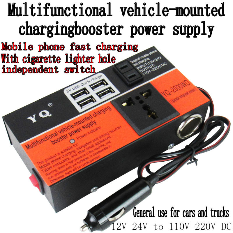 รถอินเวอร์เตอร์ 12 V/24 V ถึง 220 V 3000 W พร้อม USB QC3.0 Dual AC Outlets สําหรับรถบรรทุกรถยนต์ RV 