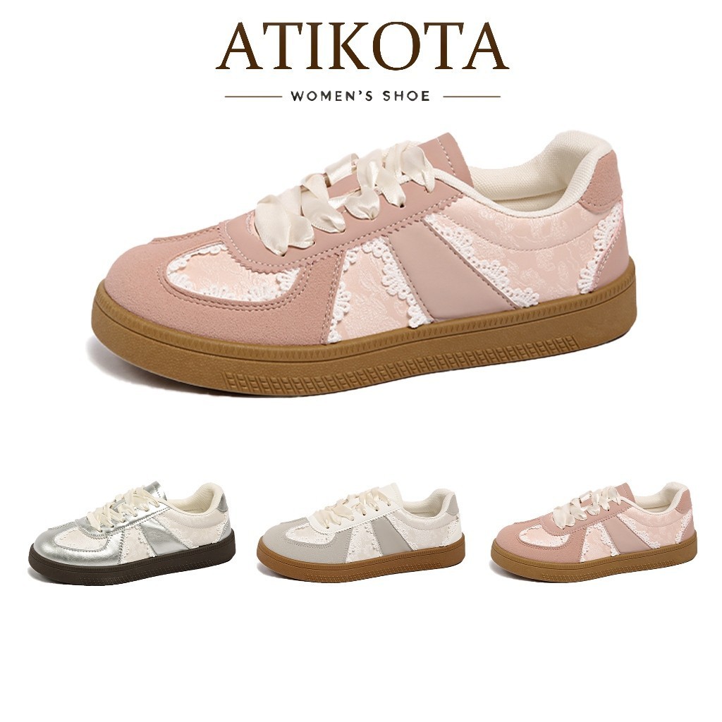 Atiktoa รองเท้าผู้หญิงผู้หญิงแฟชั่นต่ำลูกไม้ขึ้นรองเท้ากีฬาหลายสี รองเท้าวิ่งน้ำหนักเบาสบาย