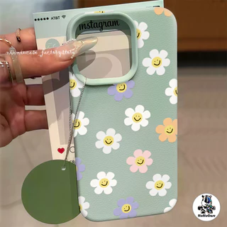 เคสหนังเนื้อนิ่มสีแคนดี้ For iPhone 13 เคส TPU ดอกไม้สีสันสดใสน่ารัก For iPhone15 11 14 13 12 16 Pro Max XS XR 7 8Plus