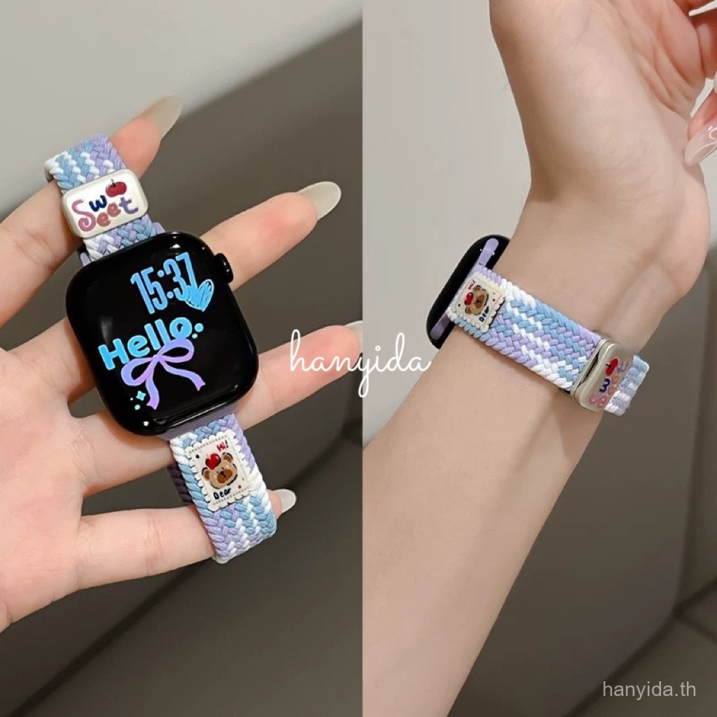 น่ารักบางการ์ตูนหมีสายทอไนลอนสําหรับสมาร์ทวอทช์ Redmi Watch 5 Active band Redmi Watch 3 สาย Active Redmi Watch 5 lite 5 4 สายรัดข้อมือแม่เหล็ก snap สาย
