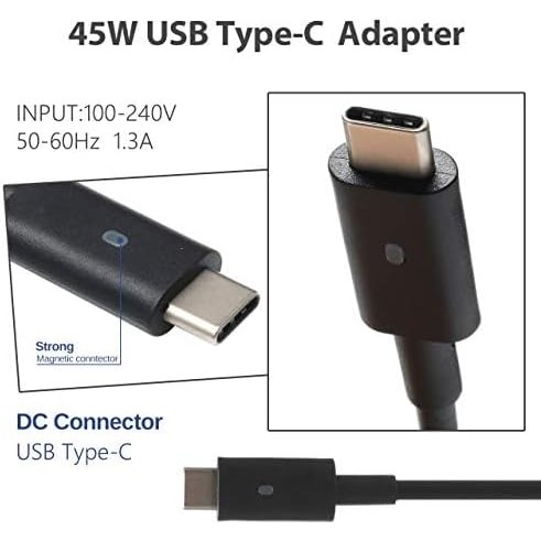45W USB-C Type C AC Adapter Charger แหล่งจ่ายไฟสําหรับ Dell XPS 13 XPS 12 9360 9365 9370 9333 9380 7