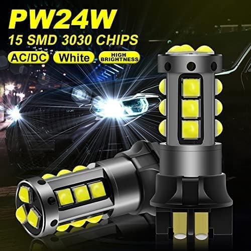 ข้อผิดพลาดฟรี PW24W หลอดไฟ LED สีขาว,AC/DC 9-30V 1200LM PHY24W 12181NA 12174 12182 LED DRL ไฟวิ่งกลา