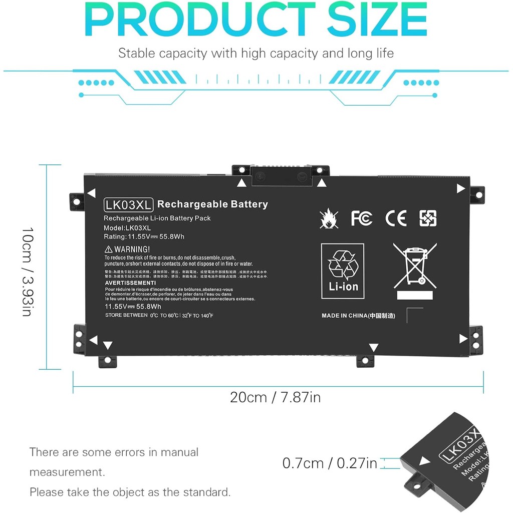 LK03XL แบตเตอรี่สําหรับ hp Envy x360 Convertible 17m-ae0xx 17-bw 17m-ae111dx 15m-bp1xx 15m-cn0xxx 15