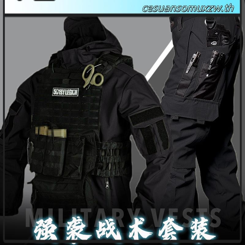 Eaglade กางเกงคาร์โก้ยุทธวิธีสําหรับผู้ชายกันน้ําสีดํา JTJKC