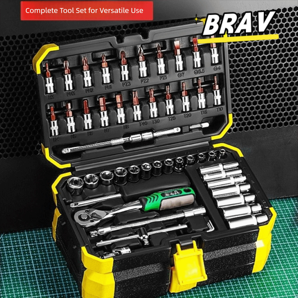 BRAV ชุดประแจกระบอก, แถบขยาย 24/72 ฟันเครื่องมือซ่อมรถยนต์, ชุดด่วน 1/4 "การจัดเก็บเครื่องมือซ่อมรถยนต์ซ่อมอัตโนมัติ