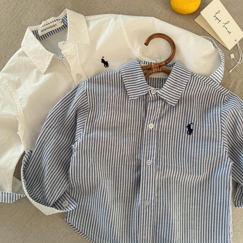 เสื้อเชิ้ตลายใหม่สำหรับเด็กชาย ออกแบบเรียบง่ายในสไตล์เกาหลี พร้อมลายสวยงาม