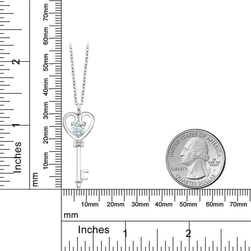 GSK Aquamarine สร้อยคอเงิน sterling 925 ออกแบบเป็นหัวใจและกุญแจคู่ สำหรับคนพิเศษในวันวาเลนไทน์