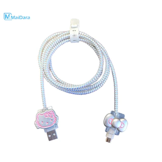 USB ป้องกันสายไฟ เคสป้องกัน เคสป้องกันที่ชาร์จคิตตี้ เหมาะสำหรับสายเคเบิลข้อมูล IP/Type-C แบบใส Android