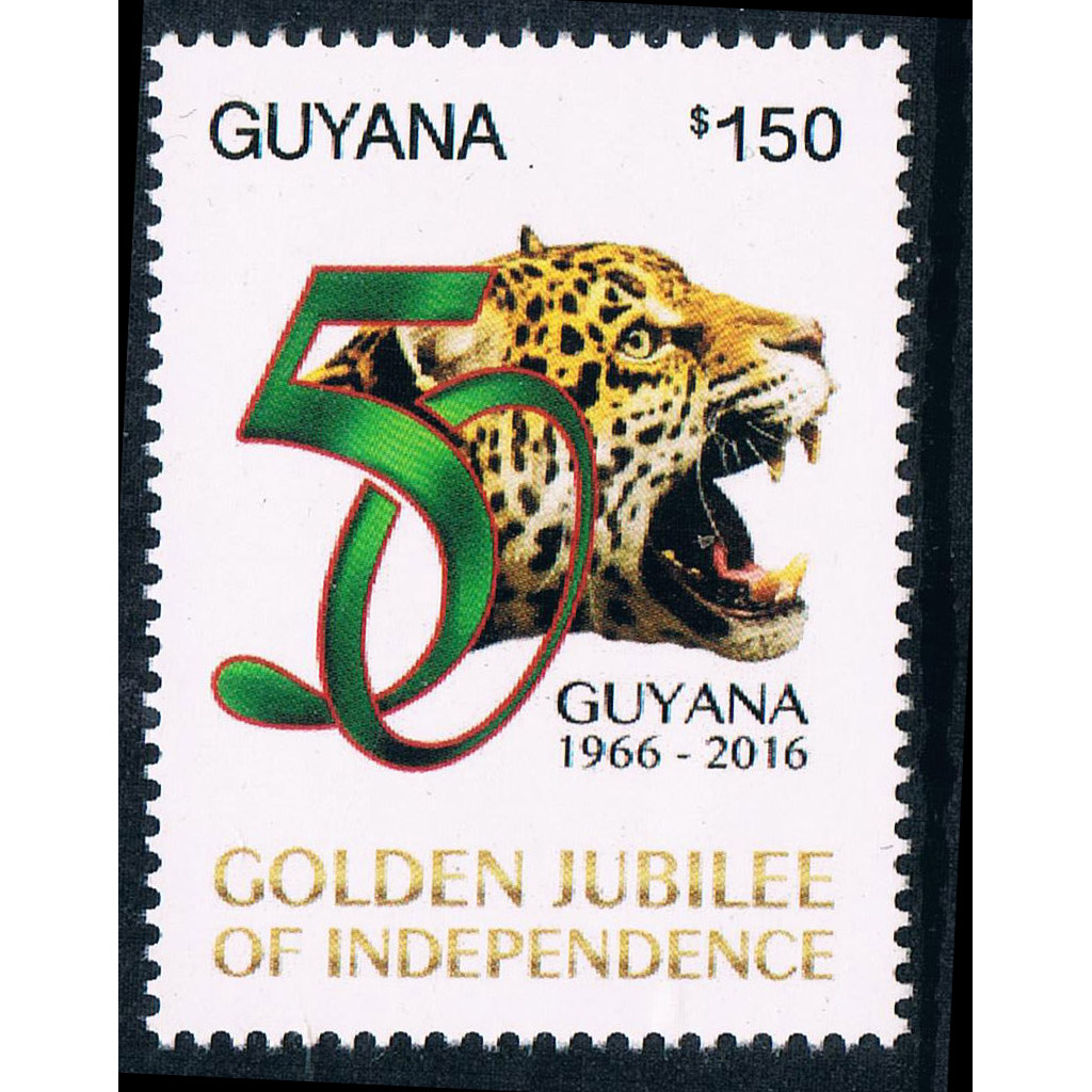 AG1789 Guyana 2016 Guyana ครบรอบ 50 ปีของเสือดาวประกาศอิสรภาพ 1 แสตมป์ต่างประเทศใหม่เอี่ยม 0213