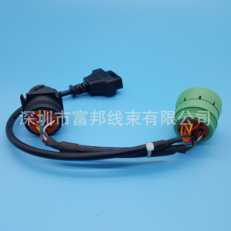 Fubon DB15P ถึง J1939 ชายหญิง 9P Terminal Harness การประมวลผลข้อมูลรถการเชื่อมต่อวินิจฉัยสายสายต่อ 4