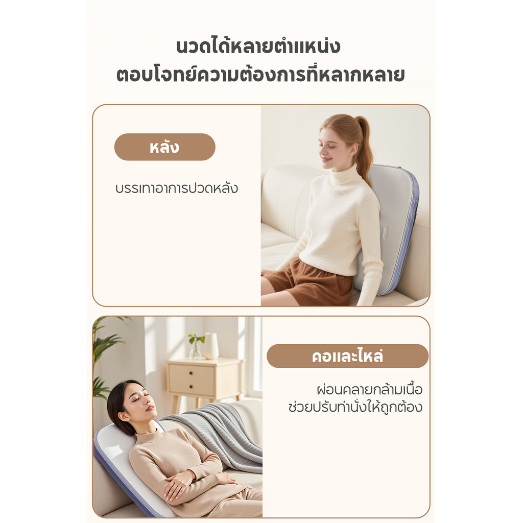 BOMIDI BM02 หมอนนวดหลัง 3D พร้อมประคบร้อน นวดคอบ่าแขนขา ของขวัญผู้ชายผู้หญิงพ่อแม่ สำหรับรถออฟฟิศ ราคา ถูกที่สุด ดีลบีเคเค แกลเลอรีภาพที่ 3