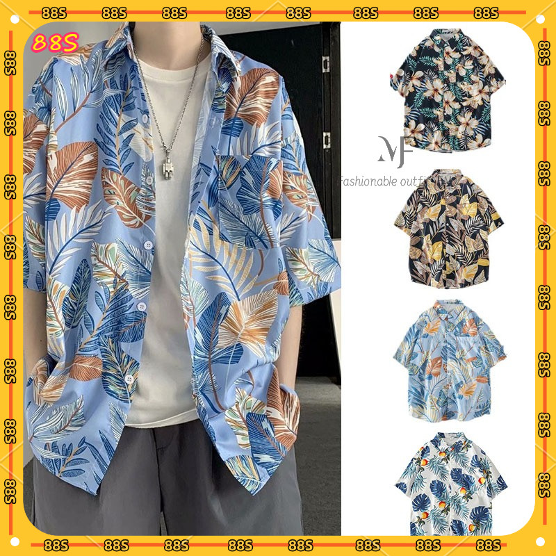(FM)เสื้อลายดอกไม้เกาหลี ส่งไวจากไทย! ผ้าบางเบา ใส่หลวมสบาย ไปเที่ยวทะเล