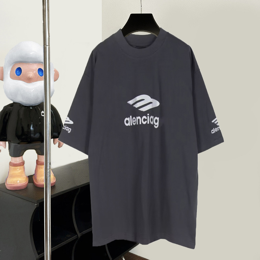 5CIP Balen BLCG 3M สะท้อนแสง 3B พิมพ์แขนสั้นผู้ชายผู้หญิงคอเล็กผ้าฝ้ายหลวมเสื้อยืดลําลอง