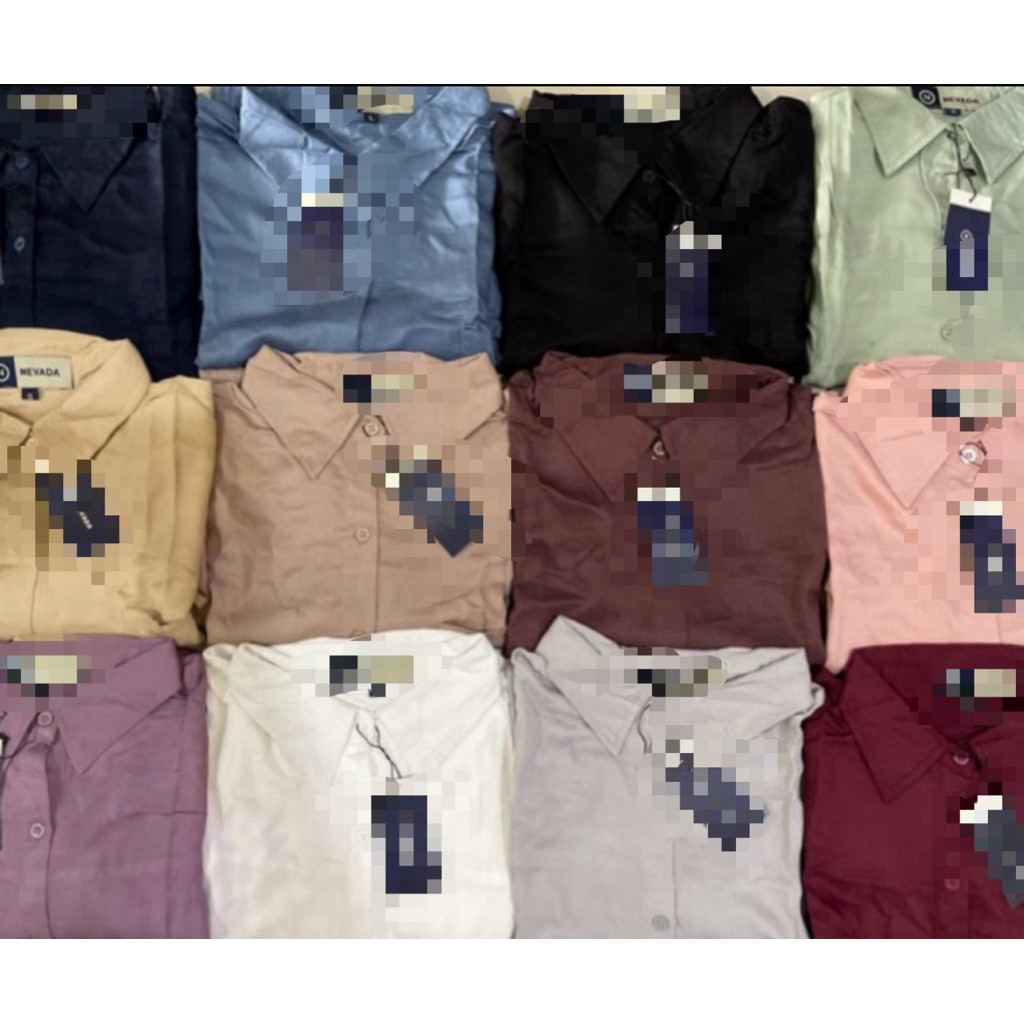 KEMEJA XS23WS เสื้อทํางานผ้าเรยอนทอลายทแยงระดับพรีเมียม