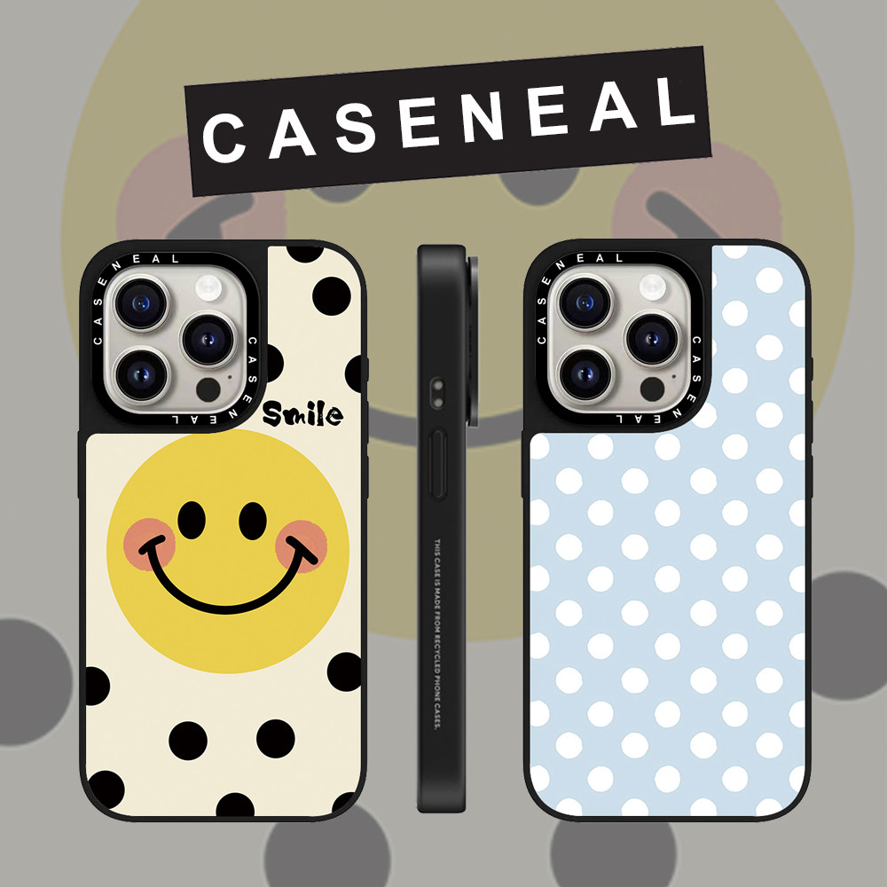 CASENEAL smile polka dot mirror Faceเคสโทรศัพท์สําหรับiPhone 17 Pro Max 16 ProMax 15Pro 14 Plus 13 12 11 โทรศัพท์กันกระแทกขอบนุ่มฮาร์ดป้องกันกรณี – โปรปัง