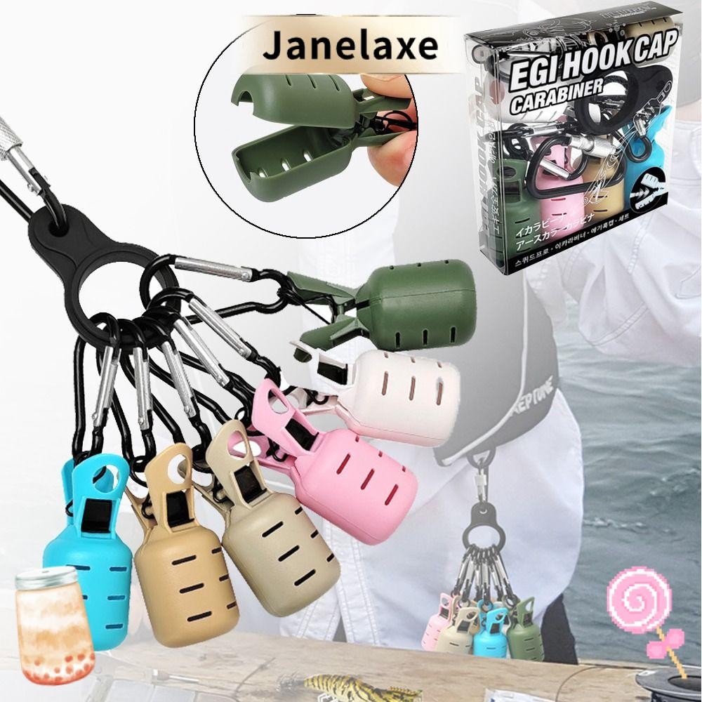 JANELAXE อุปกรณ์ตกปลาหมึก 6 ชิ้น มาพร้อมคาราบินเนอร์และล่อปลาหมึกแบบพกพา