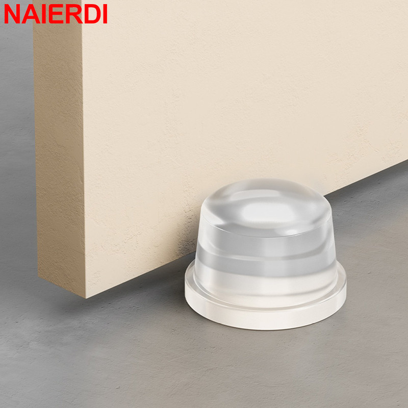 NAIERDI 1/2/4 ชิ้น Wall Protector ซิลิโคนประตู Self-Adhesive เล็บฟรีประตู Anti-Collision ผู้ถือประตูฮาร์ดแวร์