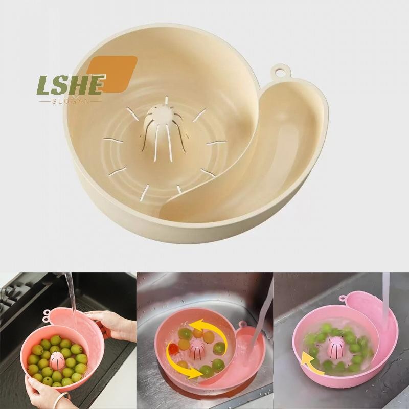 [LSHE] ตะกร้าคว่ําจานผลไม้รูปหอยทากสร้างสรรค์หมุนอัตโนมัติสะอาดอ่างล้างผักอเนกประสงค์นํากลับมาใช้ใหม่ใหม่
